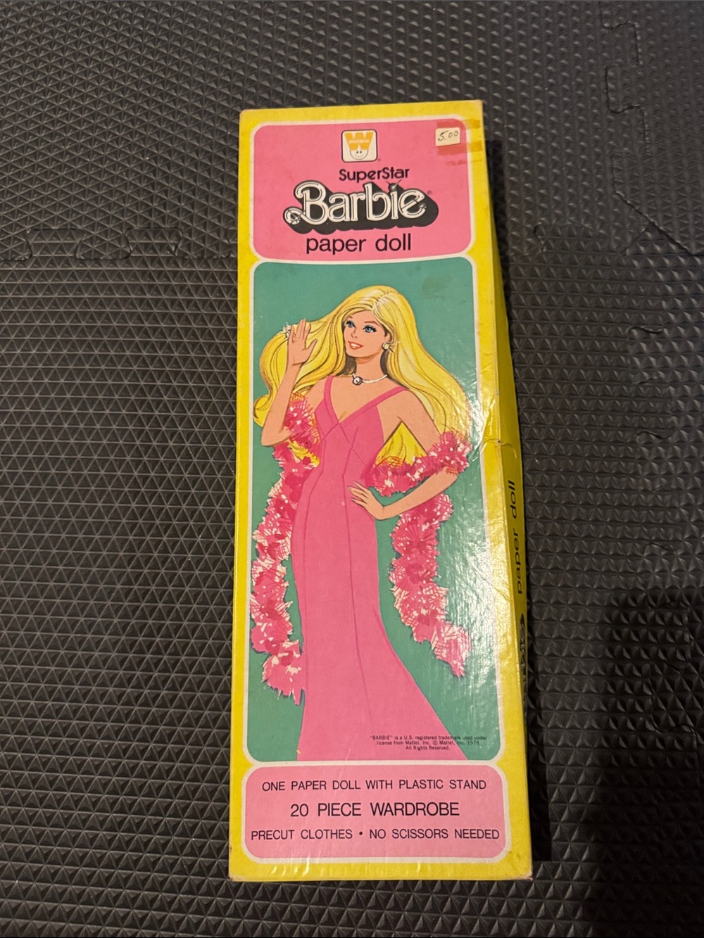 Barbie Pink Gown Paper Doll Set with Yellow Trim
